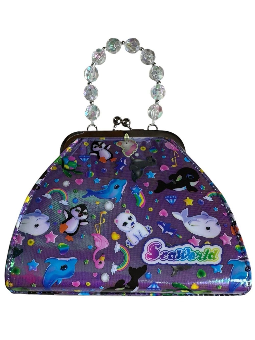 Lisa Frank-style Sea World Y2K Holographic Mini Purse.